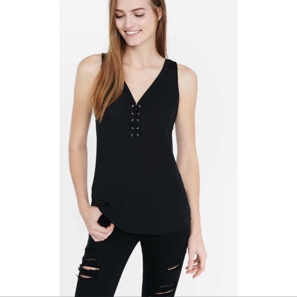 Express Mixed Fabric Tank Top